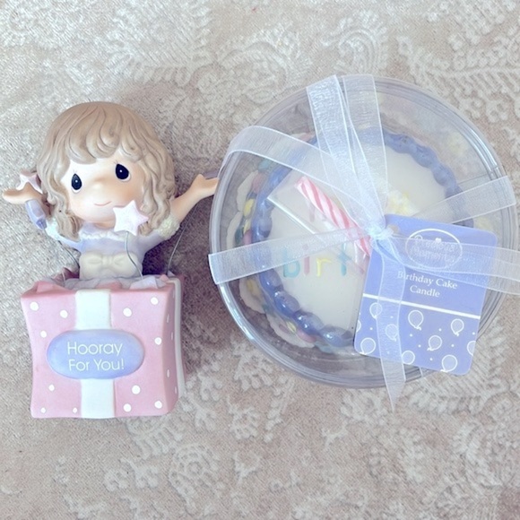 Brand New Precious Moments “Hooray for You” Giftbox Girl & Birthday Cake Candle - Picture 2 of 16